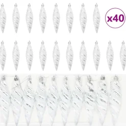 vidaXL Kerst Spiralvorm Bal 40 st Zilver 3 x 11 cm Kunststof