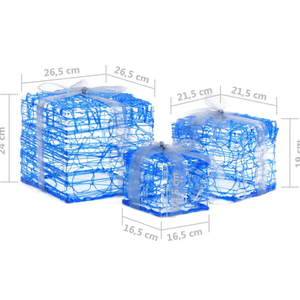 vidaXL Kerstverlichting geschenkdozen 3 st decoratief acryl koudwit