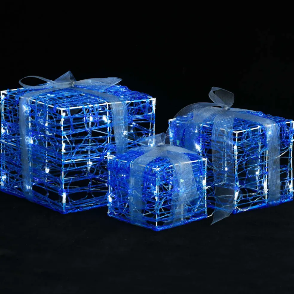 vidaXL Kerstverlichting geschenkdozen 3 st decoratief acryl koudwit