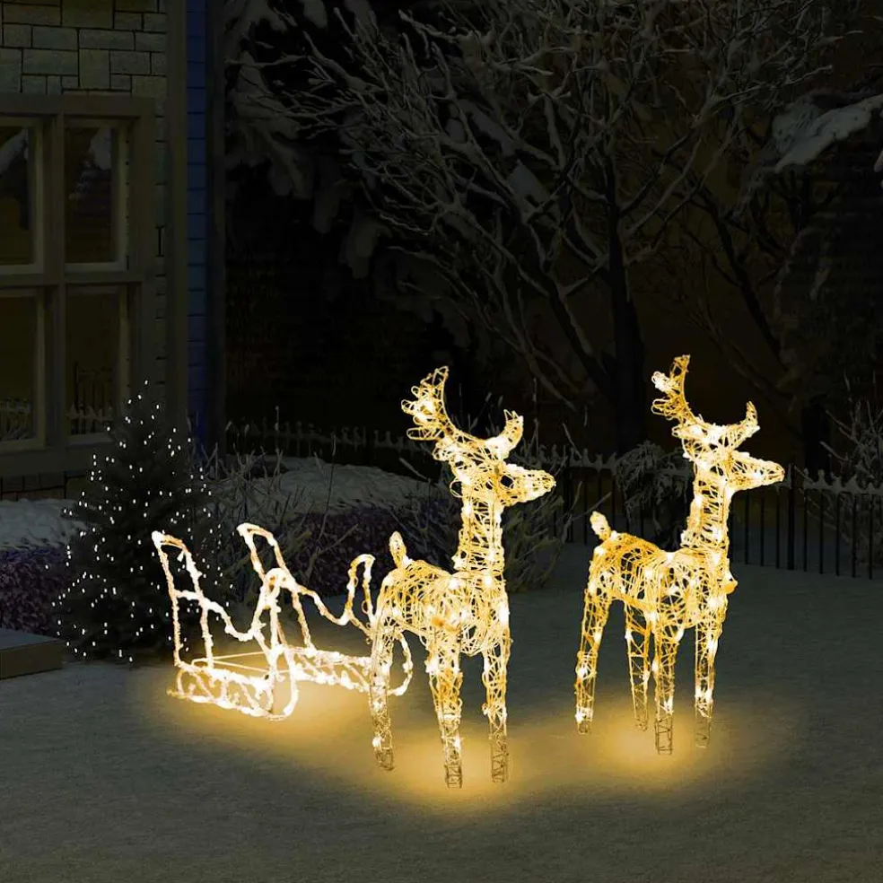 vidaXL Kerstversiering rendieren en slee 160 LED's 130 cm acryl