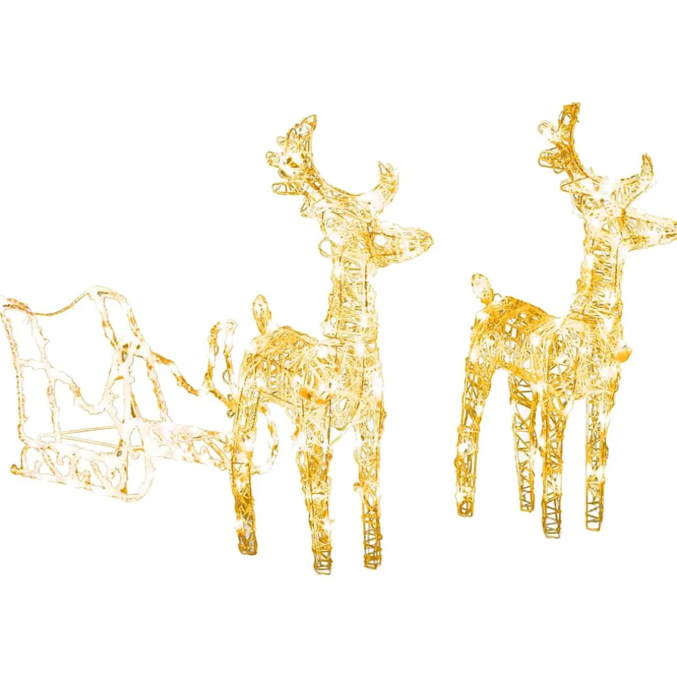 vidaXL Kerstversiering rendieren en slee 160 LED's 130 cm acryl
