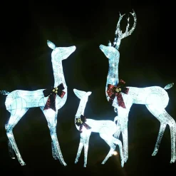 vidaXL Kerstversiering rendierfamilie 201 LED's wit en zilverkleurig
