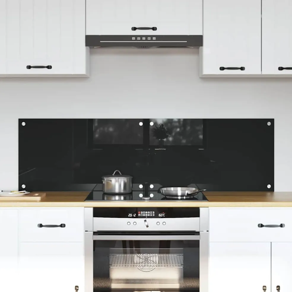 vidaXL Keukenachterwand 2 st Zwart 70 x 40 cm gehard glas
