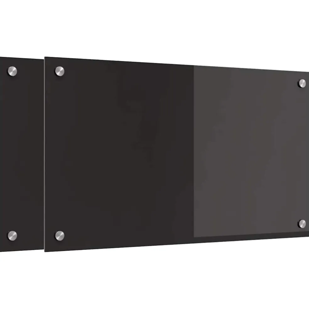 vidaXL Keukenachterwand 2 st Zwart 70 x 40 cm gehard glas