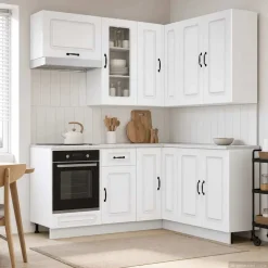 vidaXL Keukenblok KALMAR 8 st Wit Bewerkt hout
