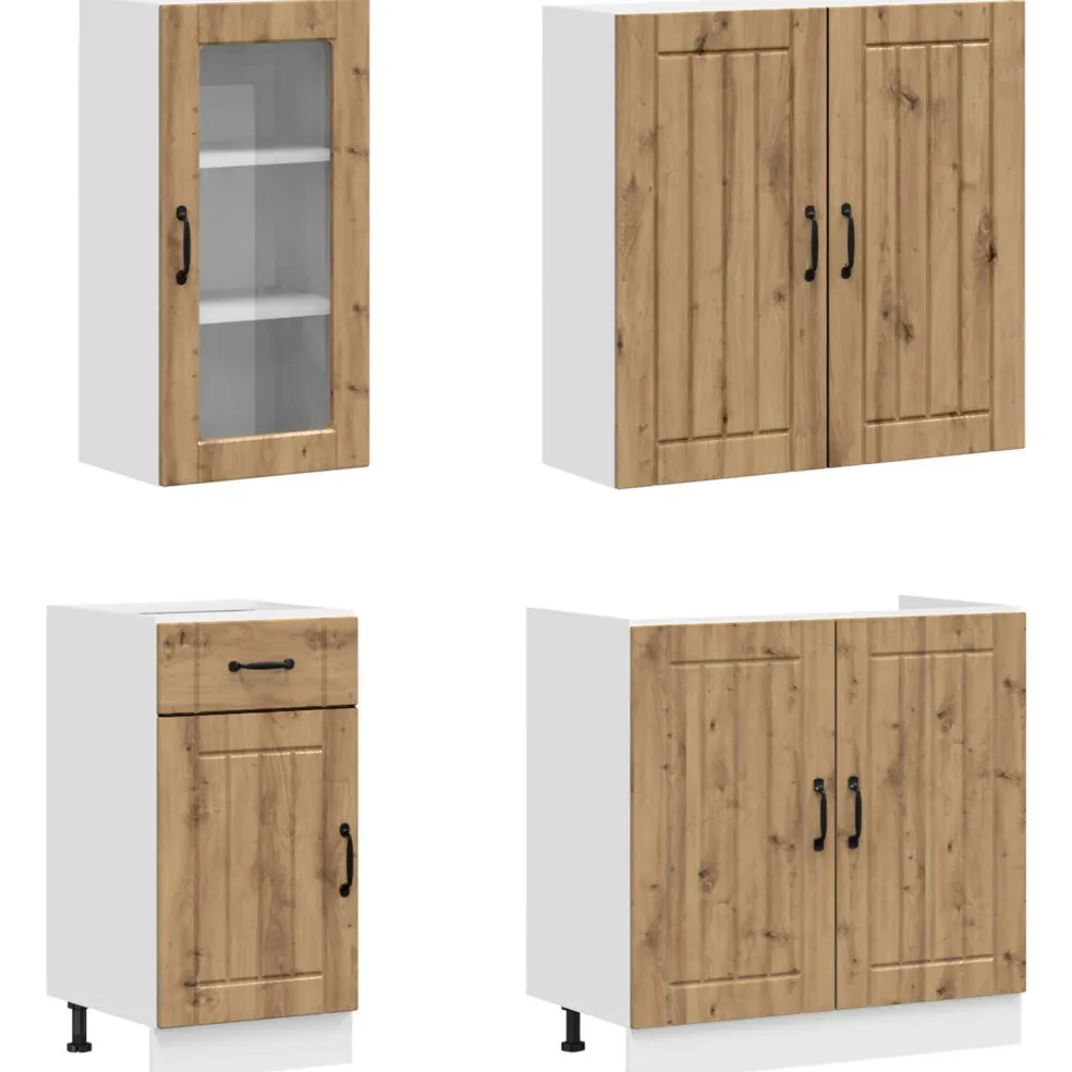 vidaXL Keukenblok LUCCA 8 st Artisanaal eiken Bewerkt hout