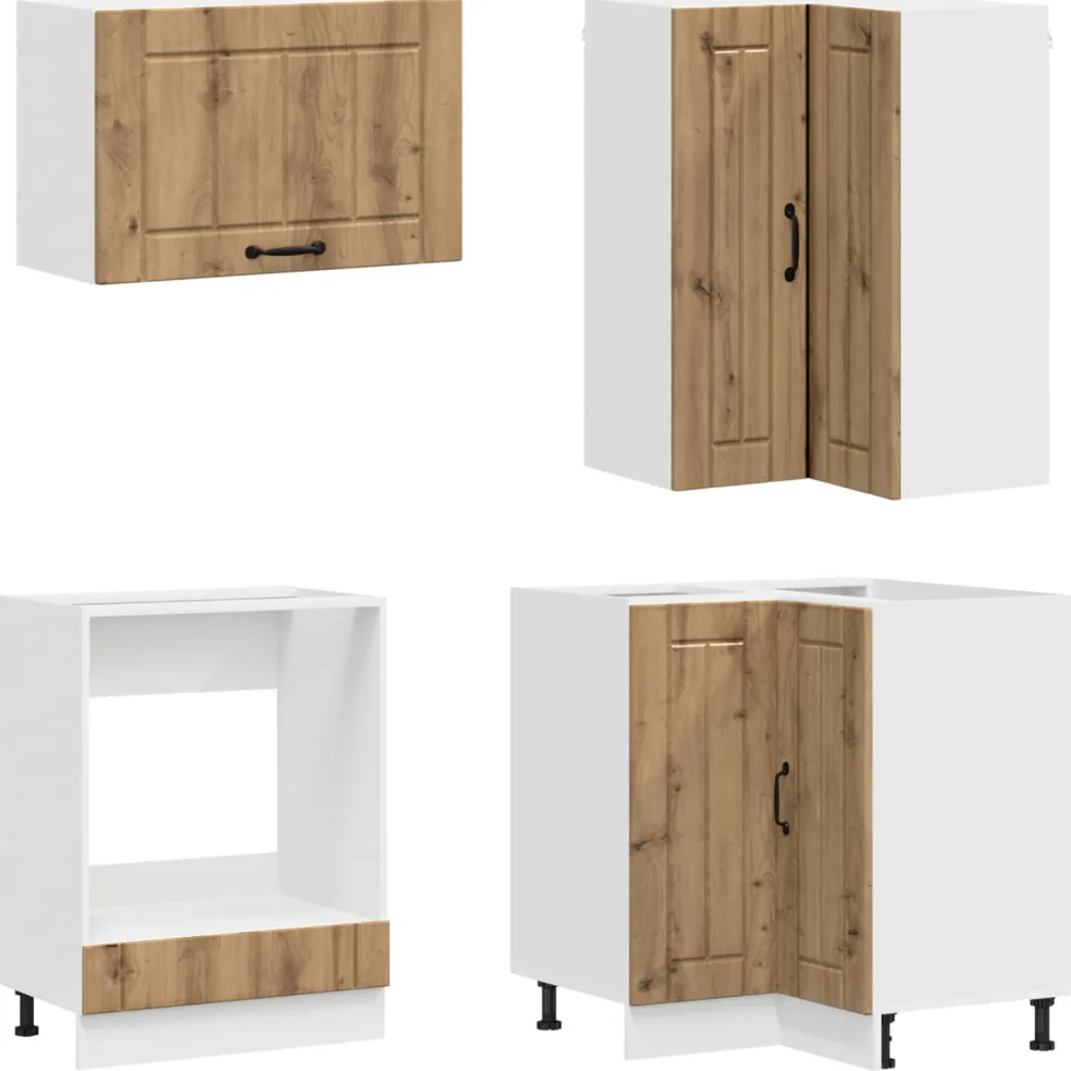 vidaXL Keukenblok LUCCA 8 st Artisanaal eiken Bewerkt hout