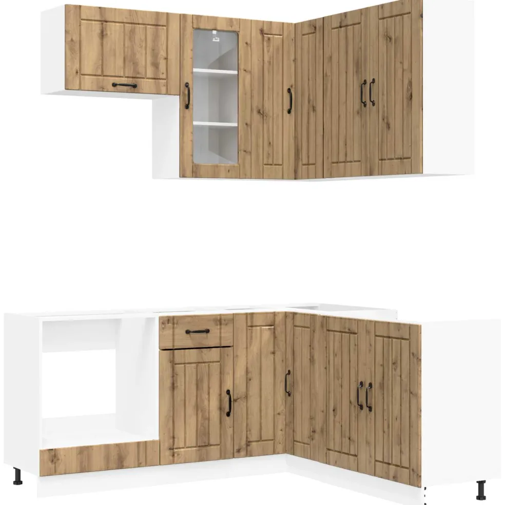 vidaXL Keukenblok LUCCA 8 st Artisanaal eiken Bewerkt hout