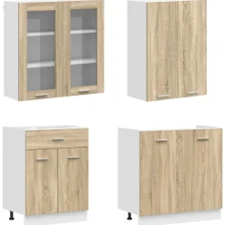 vidaXL Keukenblok LYON 4 st Sonoma Eiken Bewerkt hout