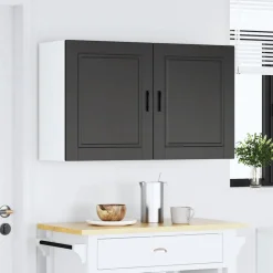 vidaXL Keukenbovenkasten 2 st Porto bewerkt hout zwart