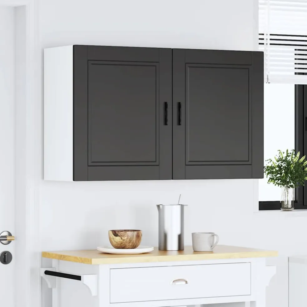 vidaXL Keukenbovenkasten 2 st Porto bewerkt hout zwart