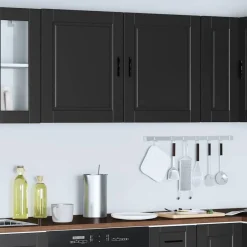 vidaXL Keukenbovenkasten 2 st Porto bewerkt hout zwart