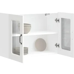 vidaXL Keukenbovenkast met glazen deur Kalmar bewerkt hout wit