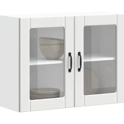 vidaXL Keukenbovenkast met glazen deur Lucca bewerkt hout wit