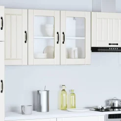 vidaXL Keukenbovenkast met glazen deur Lucca bewerkt hout wit
