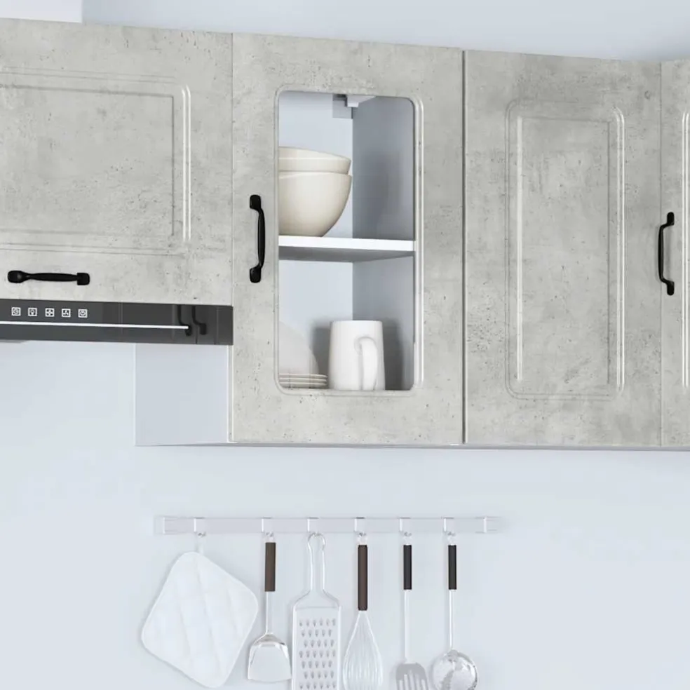 vidaXL Keukenbovenkast met glazen deur Kalmar bewerkt hout betongrijs