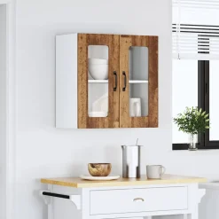 vidaXL Keukenbovenkast met glazen deur Lucca bewerkt hout oud houtkleurig