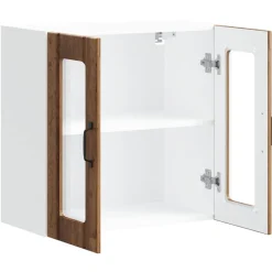 vidaXL Keukenbovenkast met glazen deur Lucca bewerkt hout oud houtkleurig