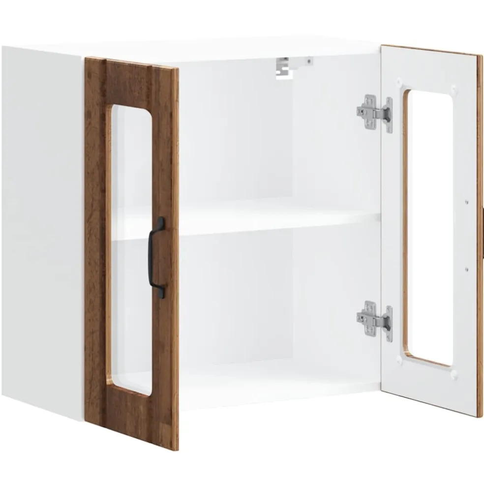 vidaXL Keukenbovenkast met glazen deur Lucca bewerkt hout oud houtkleurig