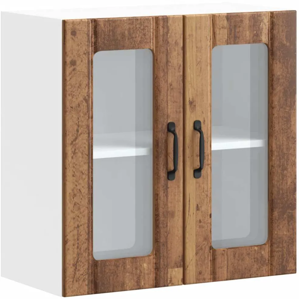 vidaXL Keukenbovenkast met glazen deur Lucca bewerkt hout oud houtkleurig