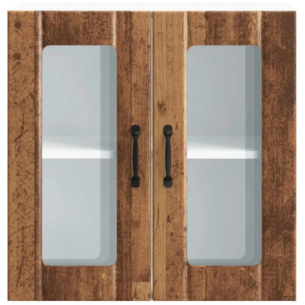 vidaXL Keukenbovenkast met glazen deur Lucca bewerkt hout oud houtkleurig