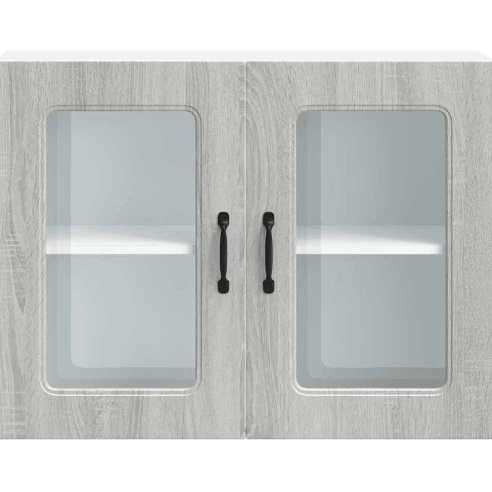 vidaXL Keukenbovenkast met glazen deur Kalmar bewerkt hout grijs sonoma eiken