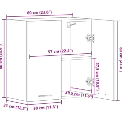 vidaXL Keukenbovenkast 60x31x60 cm spaanplaat betongrijs