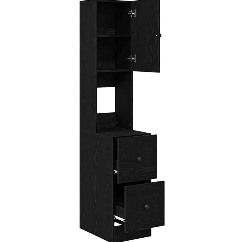 vidaXL Keukenbuffet met lade met plank Zwart Eiken 32 x 50 x 180 cm