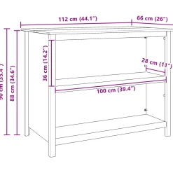 vidaXL Keuken Eilanden HILL Wit 112 x 66 x 90 cm Massief grenenhout