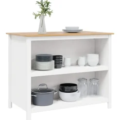 vidaXL Keuken Eilanden HILL Wit 112 x 66 x 90 cm Massief grenenhout