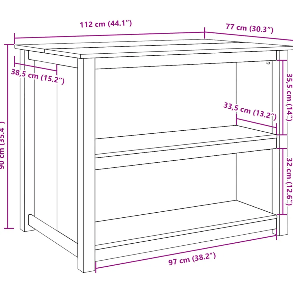vidaXL Keukeneiland Panama 112x77x90 cm massief grenenhout