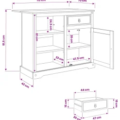 vidaXL Keuken Eiland Set Honing Wax 112 x 70 x 91,5 cm