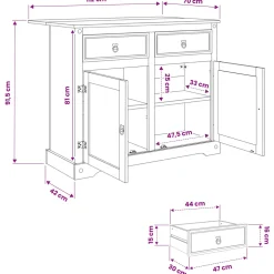 vidaXL Keuken Eiland Set Honing Wax 112 x 70 x 91,5 cm