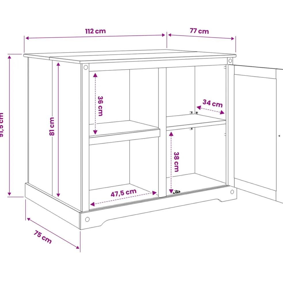 vidaXL Keuken Eiland Set Honing Wax 112 x 77 x 91,5 cm