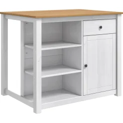 vidaXL Keuken Eiland Set PANAMA Wit en Honing Was 112 x 77 x 90 cm