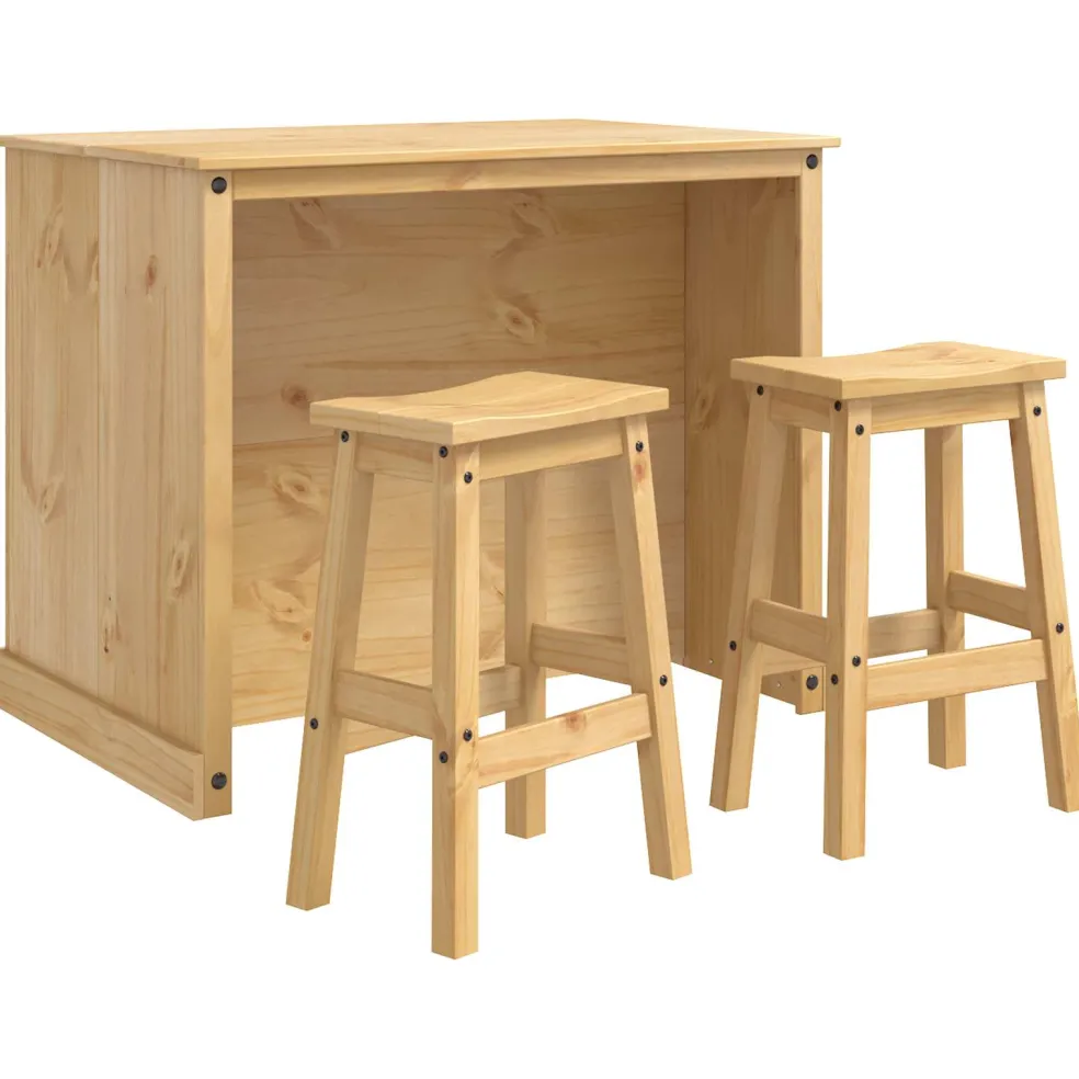 vidaXL Keuken Eiland Set 3 st Honing Wax 112 x 77 x 91,5 cm