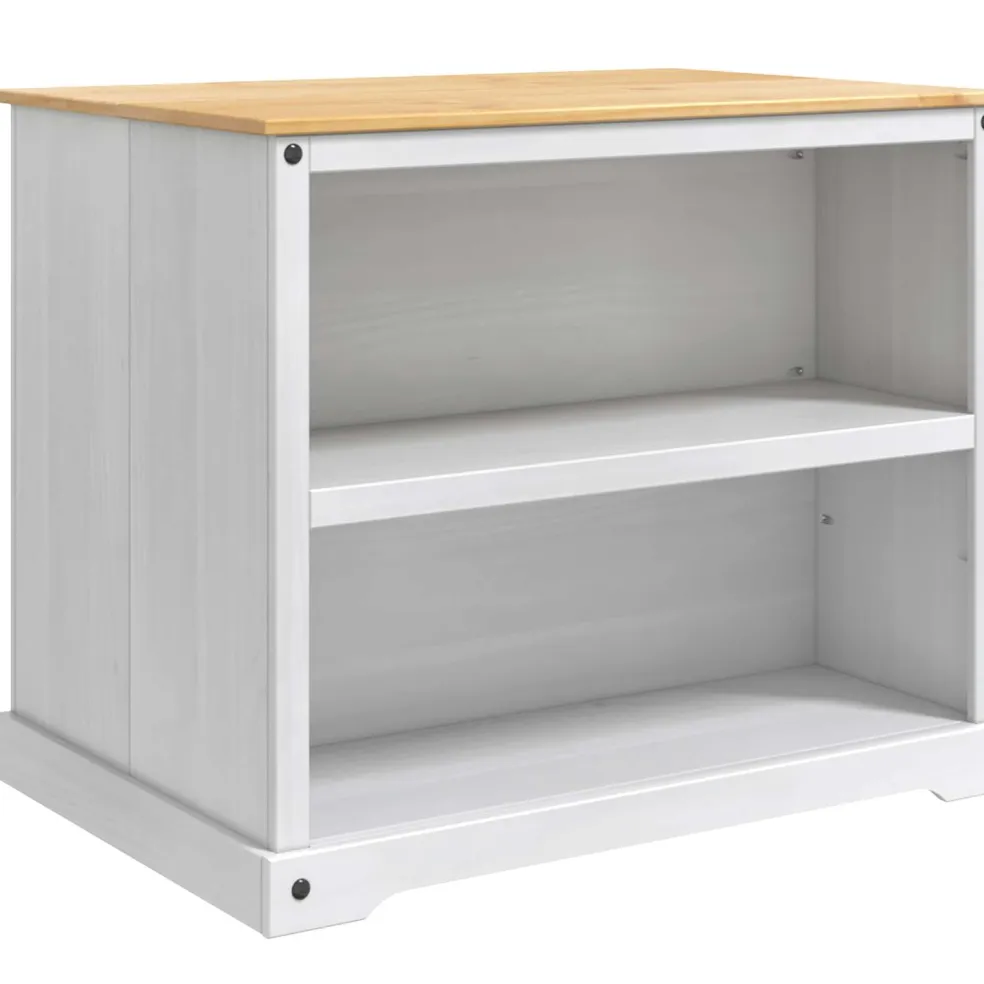 vidaXL Keuken Eiland Set 3 st Wit en Honing Was 112 x 77 x 91,5 cm