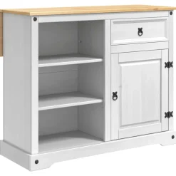 vidaXL Keuken Eiland Set 3 st Wit en Honing Was 112 x 70 x 91,5 cm