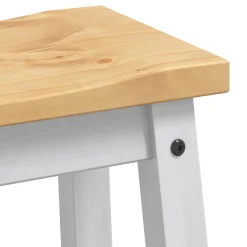 vidaXL Keuken Eiland Set 3 st Wit en Honing Was 112 x 77 x 91,5 cm