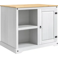 vidaXL Keuken Eiland Set 3 st Wit en Honing Was 112 x 77 x 91,5 cm