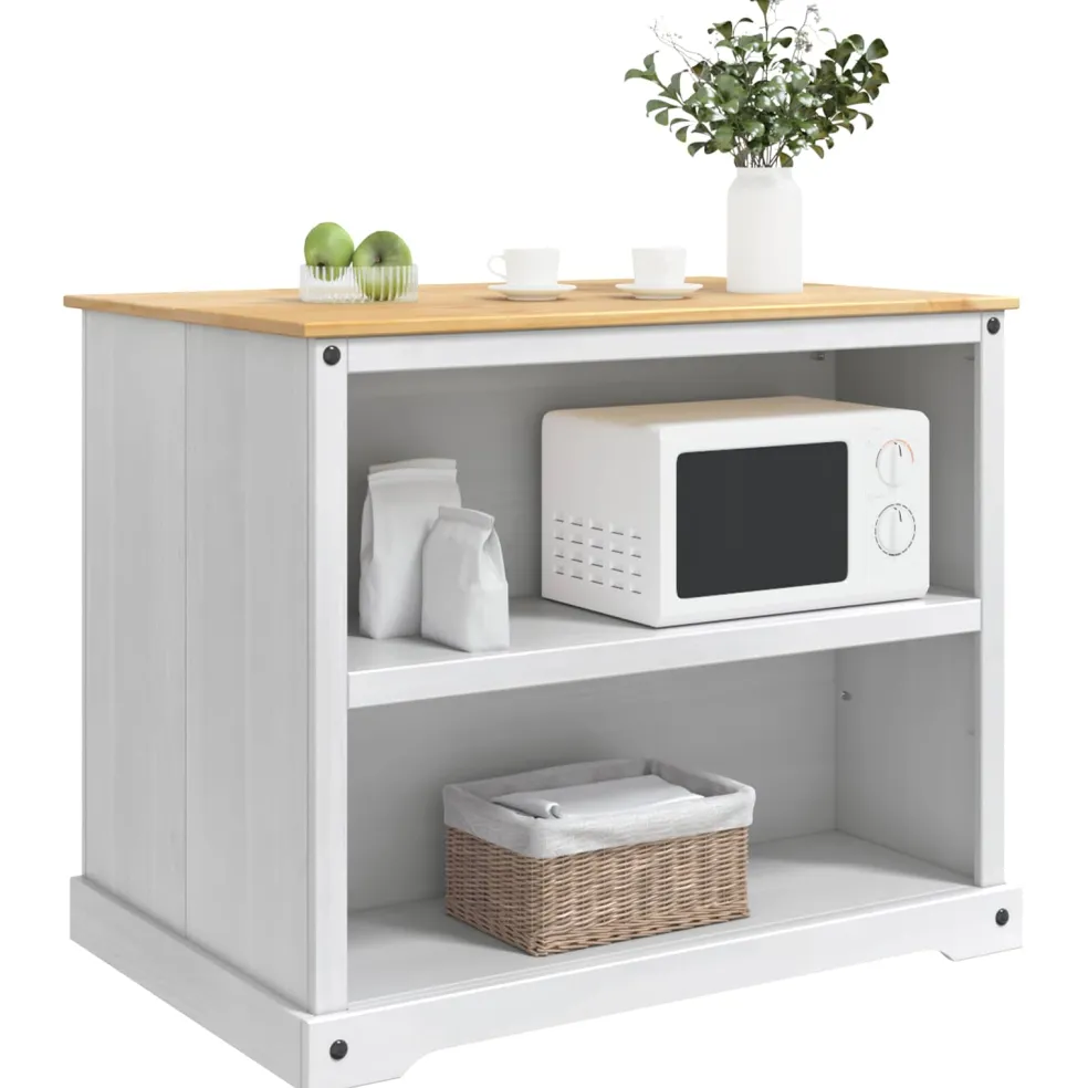 vidaXL Keuken Eiland Set Wit en Honing Was 112 x 77 x 91,5 cm