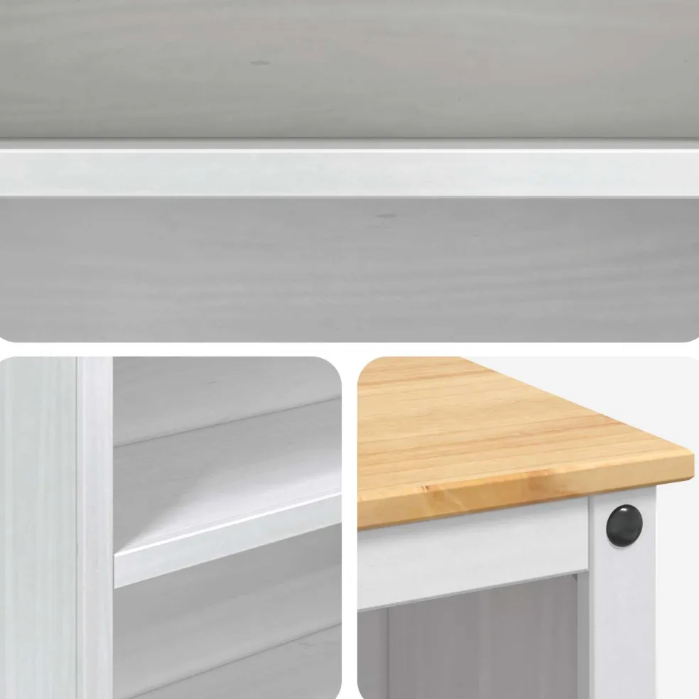 vidaXL Keuken Eiland Set Wit en Honing Was 112 x 77 x 91,5 cm