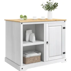 vidaXL Keuken Eiland Set Wit en Honing Was 112 x 77 x 91,5 cm