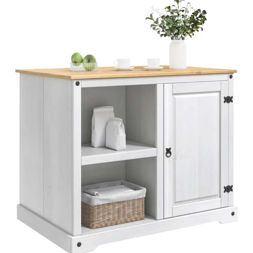 vidaXL Keuken Eiland Set Wit en Honing Was 112 x 77 x 91,5 cm