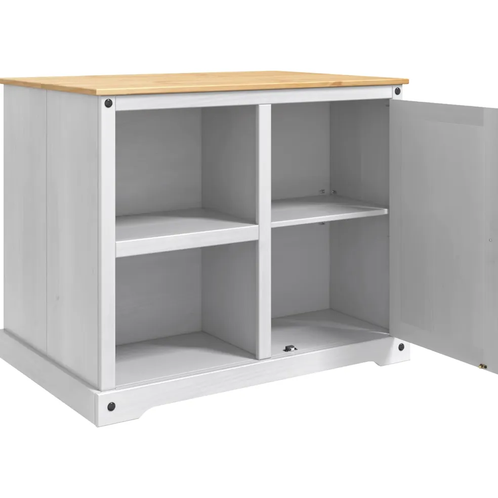 vidaXL Keuken Eiland Set Wit en Honing Was 112 x 77 x 91,5 cm