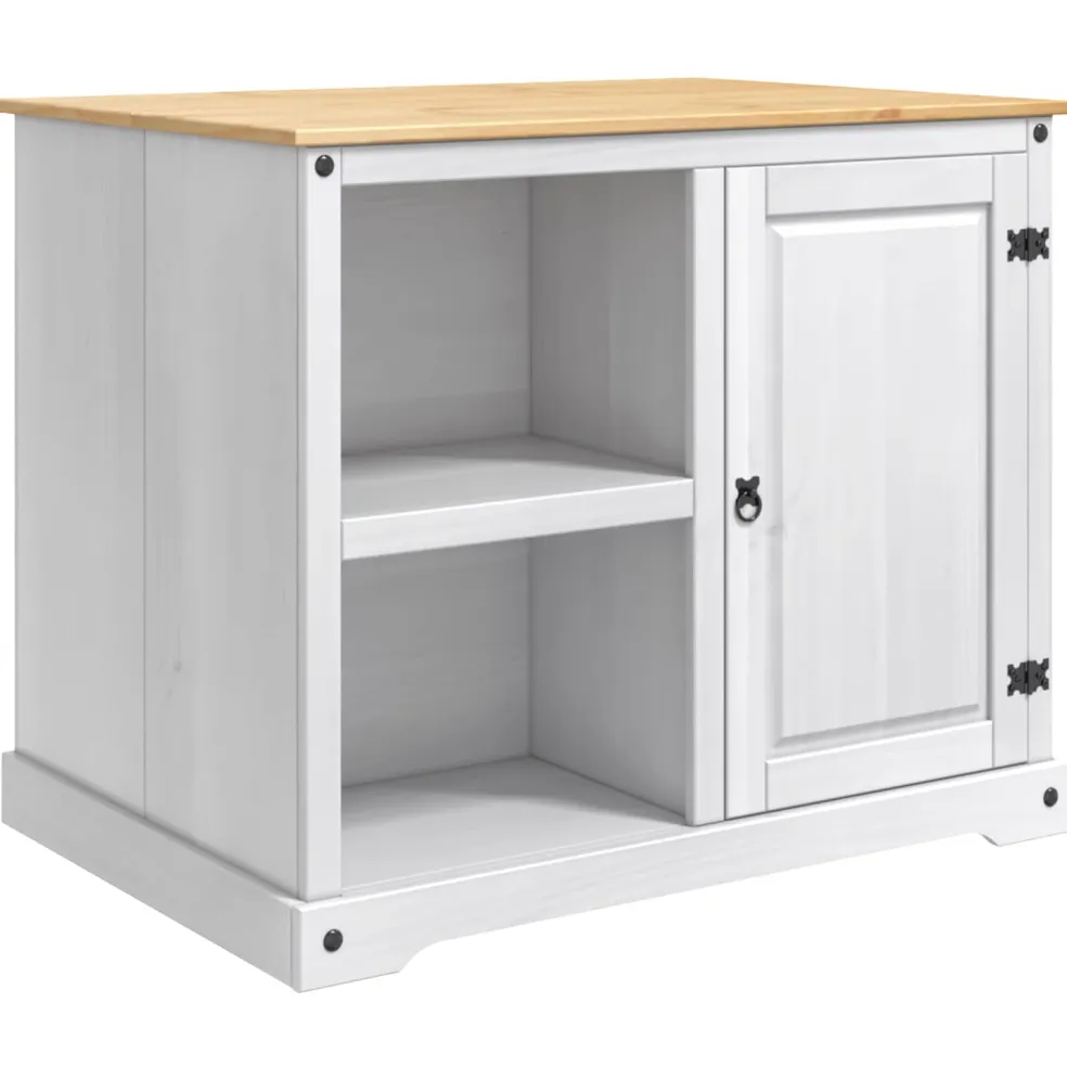 vidaXL Keuken Eiland Set Wit en Honing Was 112 x 77 x 91,5 cm