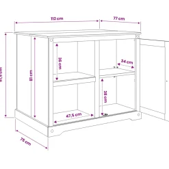 vidaXL Keuken Eiland Set Wit en Honing Was 112 x 77 x 91,5 cm