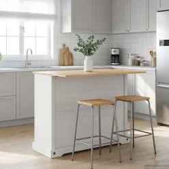 vidaXL Keuken Eiland Set Wit en Honing Was 112 x 70 x 91,5 cm