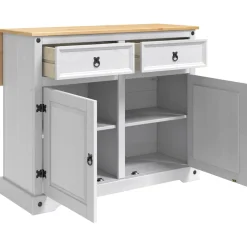 vidaXL Keuken Eiland Set Wit en Honing Was 112 x 70 x 91,5 cm