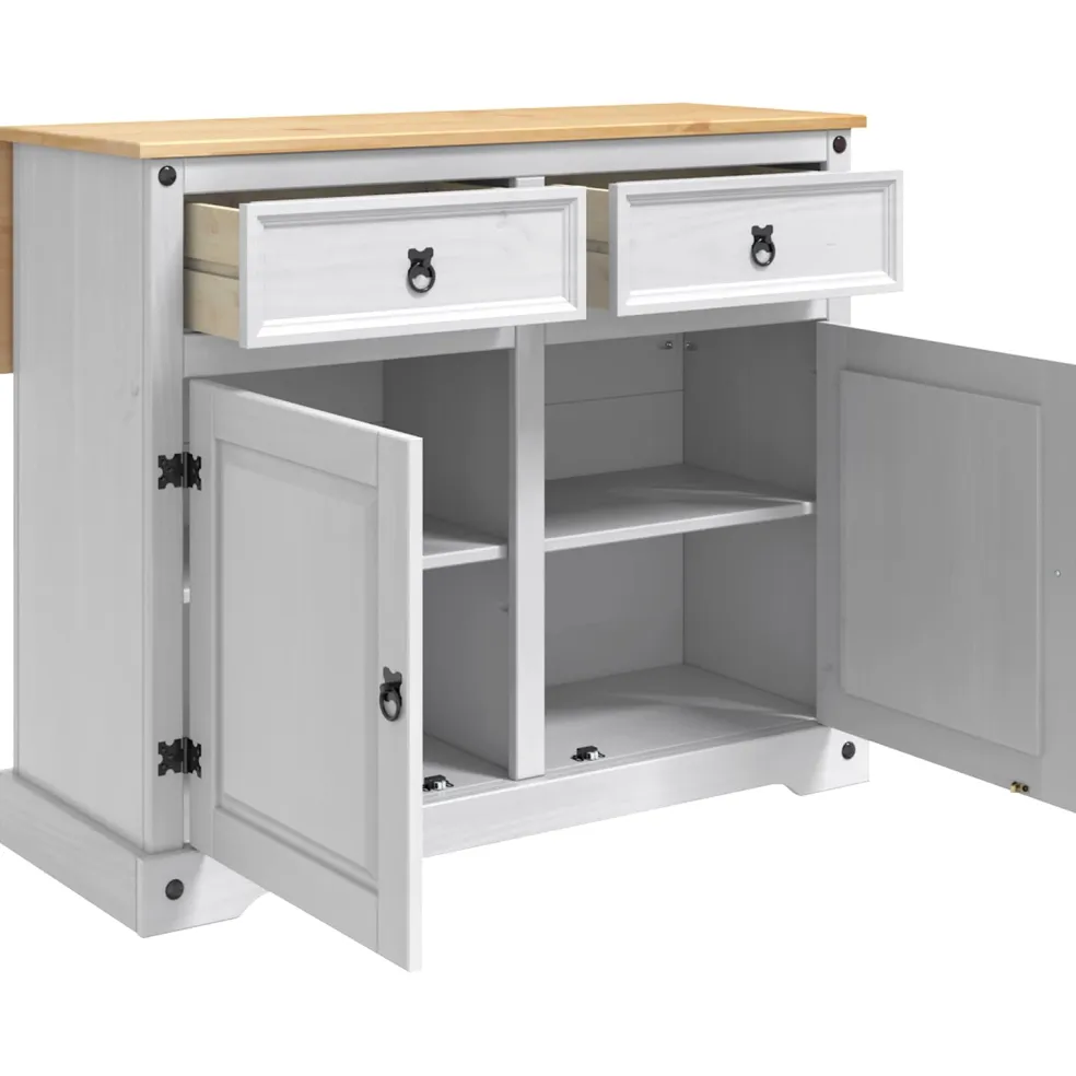 vidaXL Keuken Eiland Set Wit en Honing Was 112 x 70 x 91,5 cm